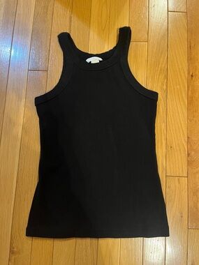 H&M black ribbed high neck tank top